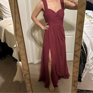Azazie Sweetheart Off-Shoulder Dress Mulberry A12, EUC